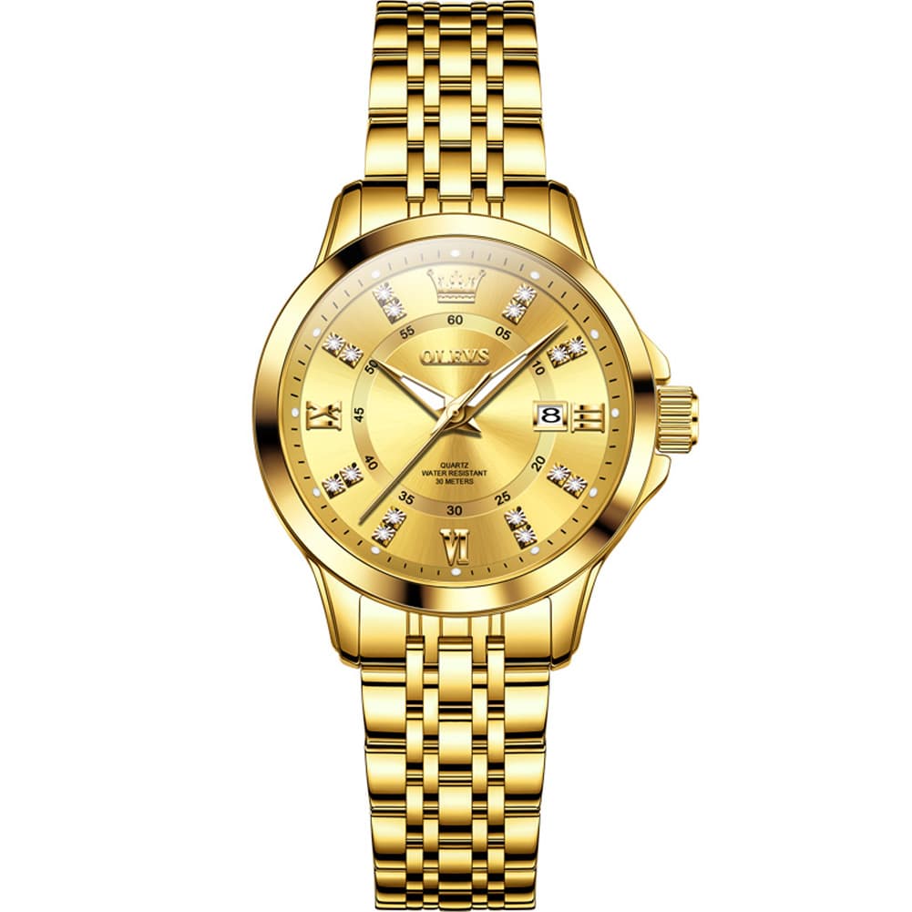 OLEVS 3620 Classic Diamond Quartz Steel Watch for Women
