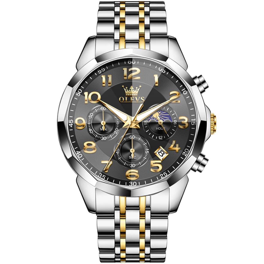 OLEVS 3676 Quartz 3D Rhombic Chronograph Watch For Men