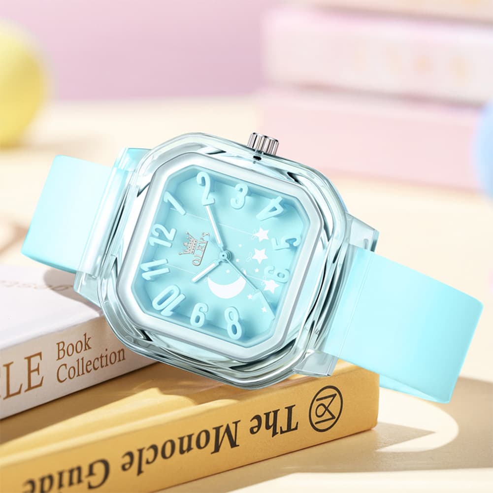 OLEVS 3711 Dreamy Moon Star Transparent Silicone Womens Student Watch