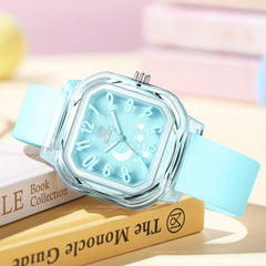 OLEVS 3711 Dreamy Moon Star Transparent Silicone Womens Student Watch