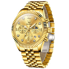OLEVS 2932 Luxury Gold Fluted Bezel Quartz Watch for Men