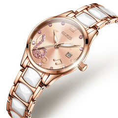 OLEVS 3605 Ceramic Musical Note Quartz Watch for Women