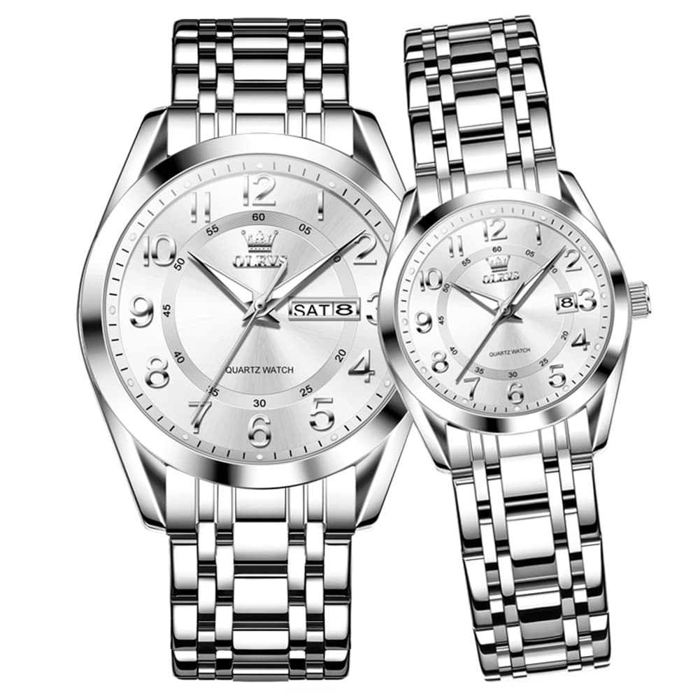 OLEVS 3666 Quartz Luminous Matching Watches For Couples