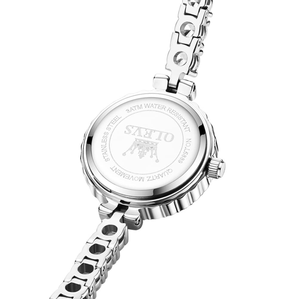 OLEVS 5889 Diamond Tennis Bracelet Watch Dainty 5mm Zircon Bezel Quartz Jewelry Timepiece for Women