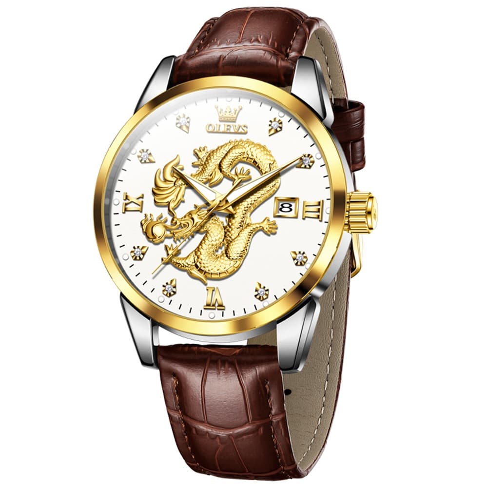 OLEVS 3619 3D Dragon Quartz Watch for Men