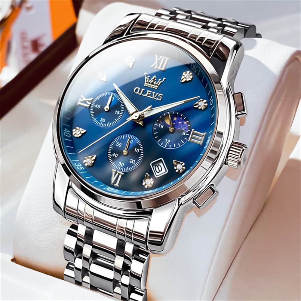 OLEVS 2858 Luxury Moon Phase Chronograph Watch for Men