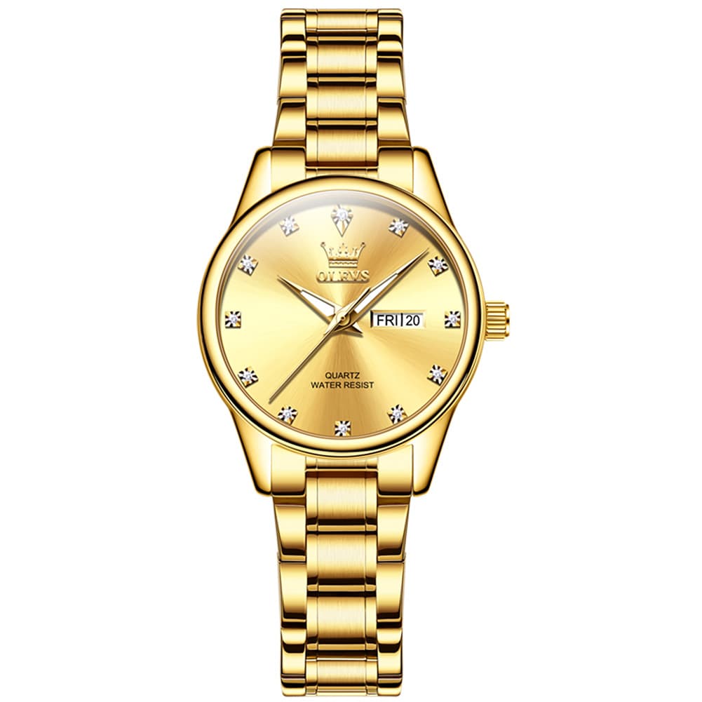 OLEVS 3612 Diamond Dial Quartz Steel Watch for Women