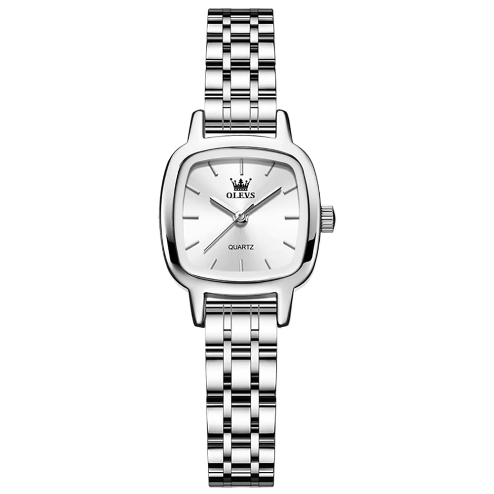 OLEVS 5675 Petite Square Watch Vintage Dress Stainless Steel Bracelet Quartz Timepiece for Women