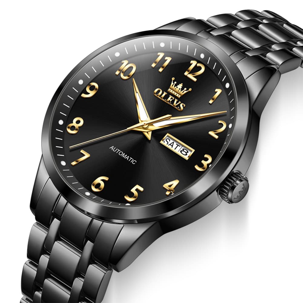 OLEVS 7078 Arabic Numeral Dual Calendar Automatic Watch For Men