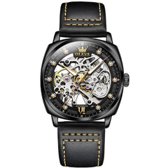 OLEVS 6651 Tonneau Skeleton Mechanical Watch for Men