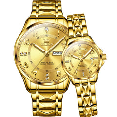 OLEVS 2910 Diamond Day Date Couples Watch Set Men Women
