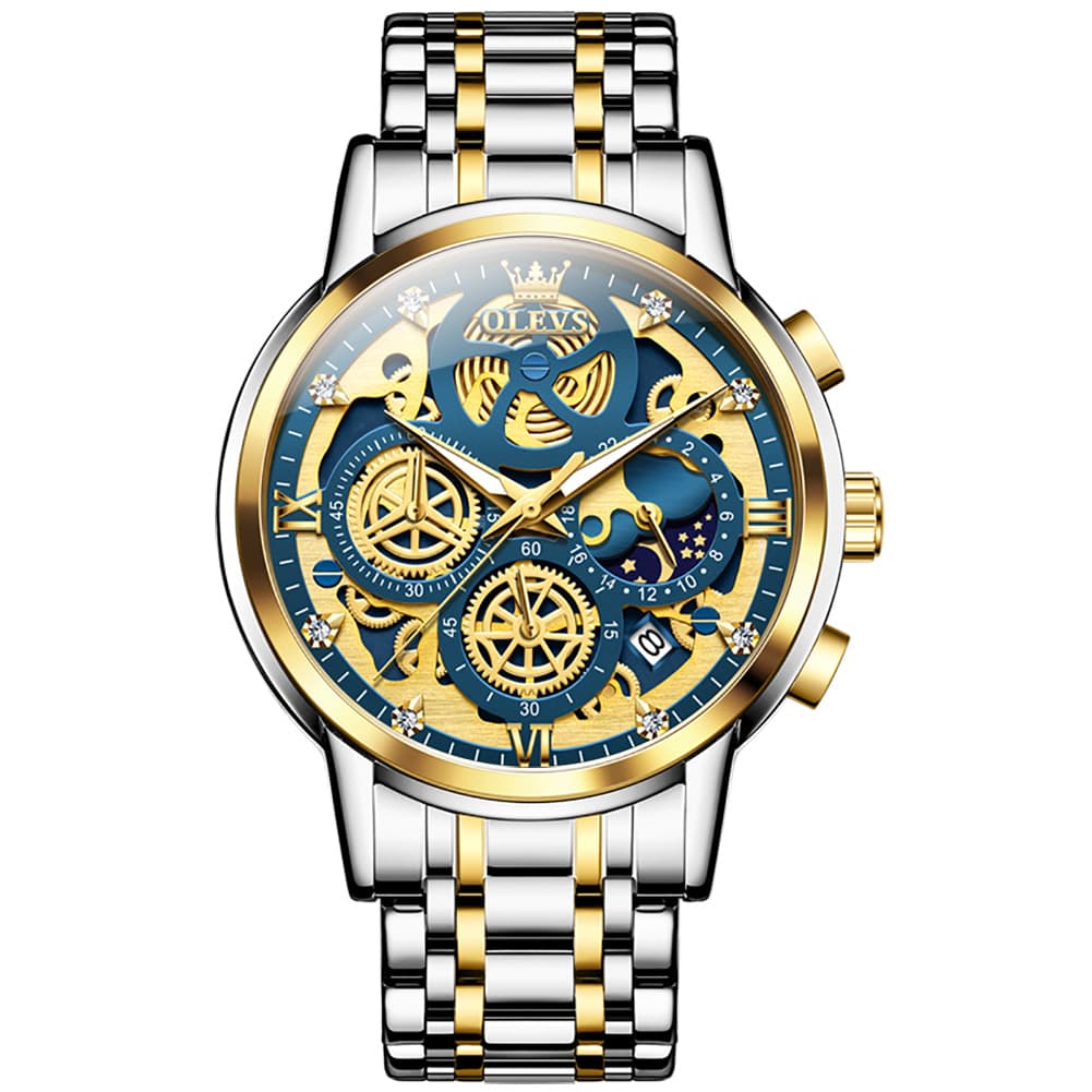 OLEVS 9947 Hollow Skeleton Chronograph Steel Watch for Men