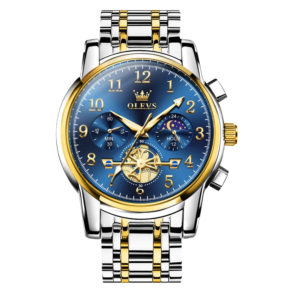 OLEVS 2900 Steel Chronograph Moon Phase Watch for Men