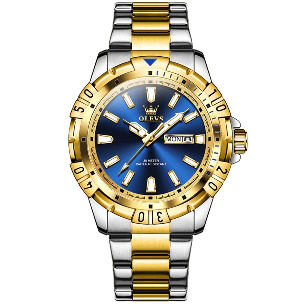 OLEVS Mecha Sport Day Date Watch for Men Stainless Steel 5560