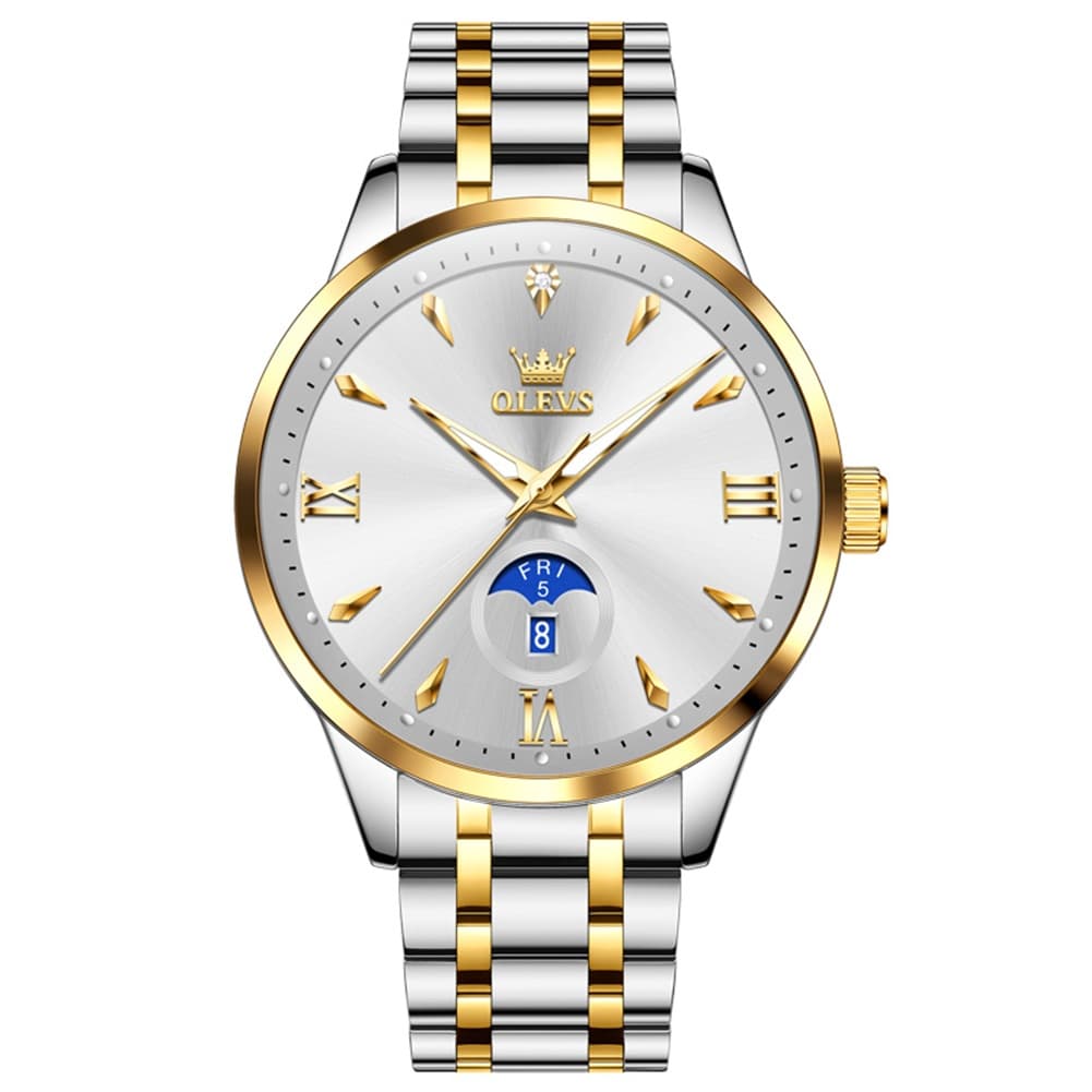 OLEVS 3646 Diamond Mirror Calendar Quartz Watch for Men