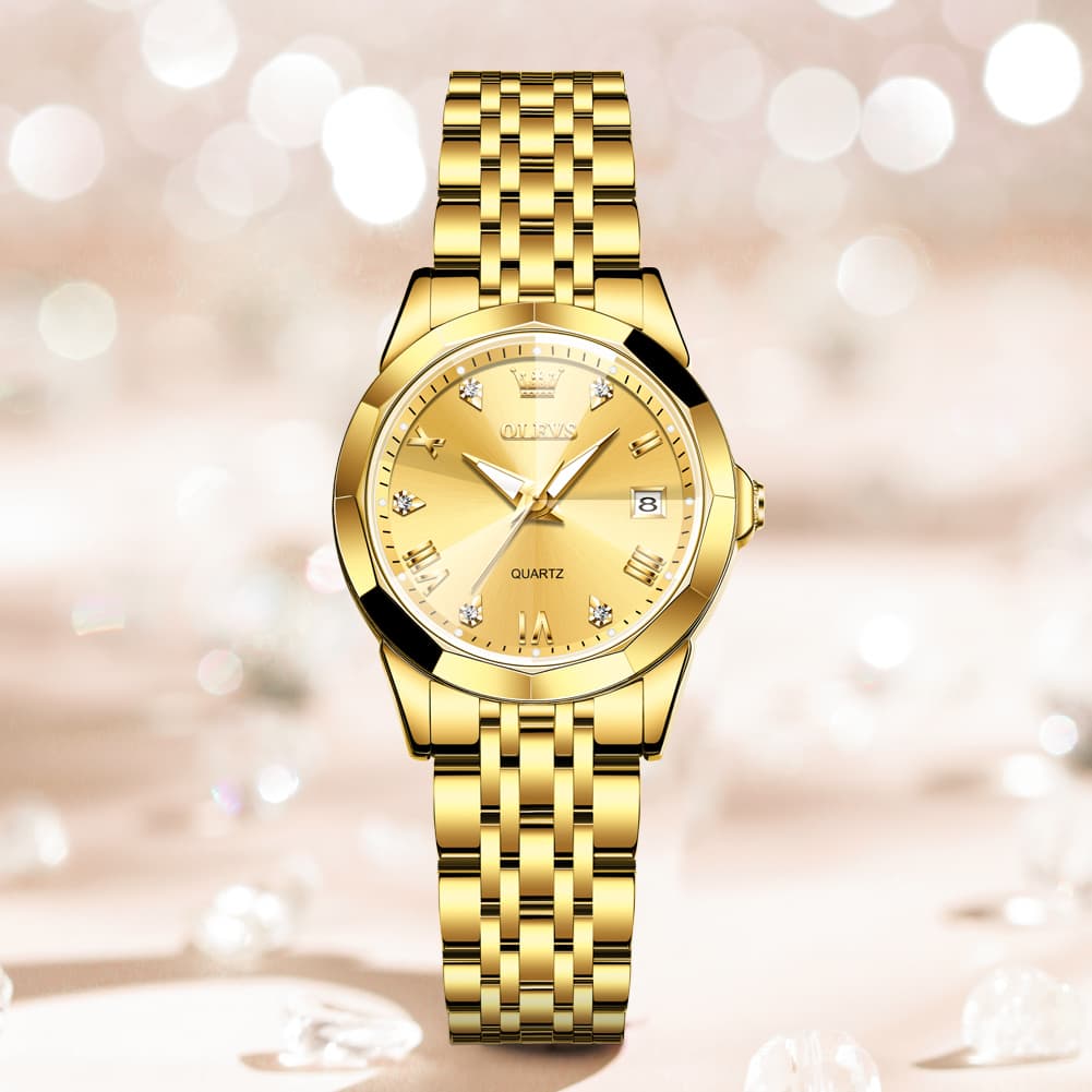 OLEVS 9931 Elegant Diamond Stainless Steel Quartz Watch for Women