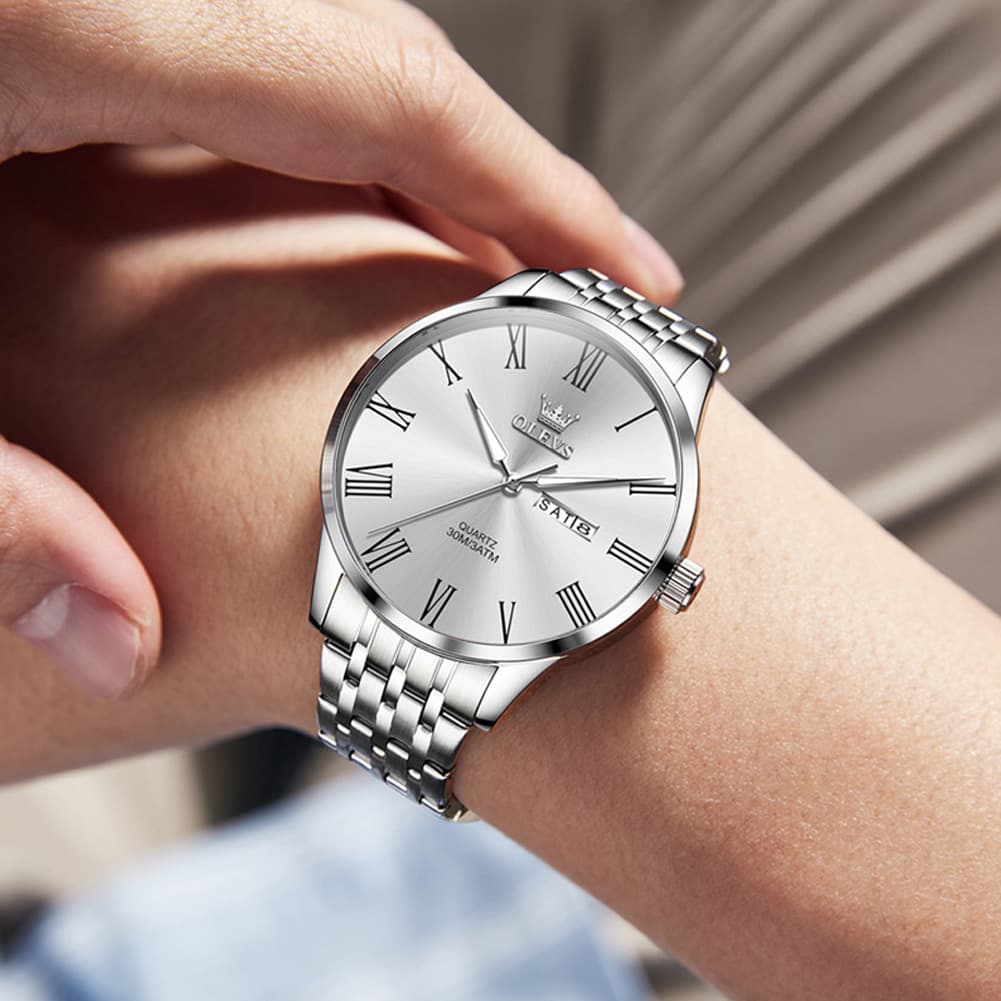 OLEVS 3633 Minimalist Sunray Roman Quartz Watch for Men