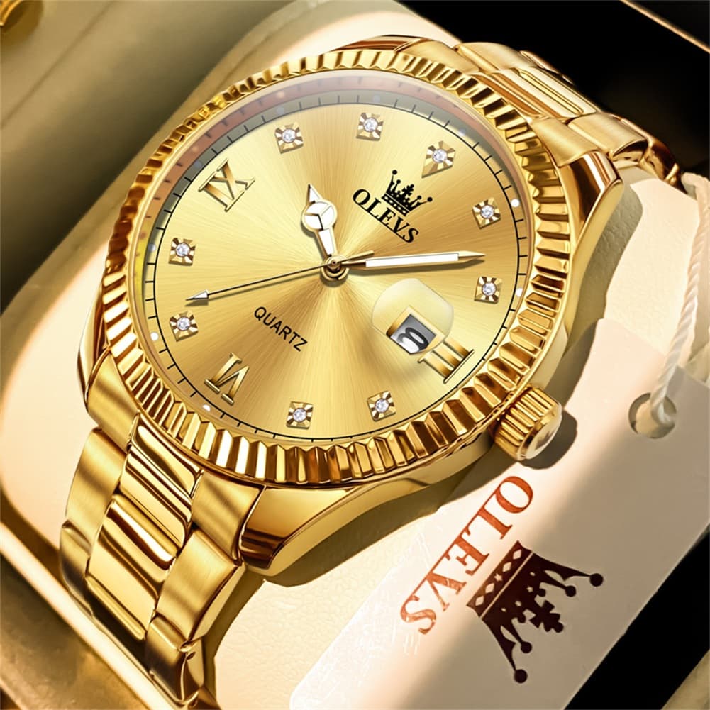 OLEVS 3623 Fluted Bezel Diamond Quartz Watch for Men