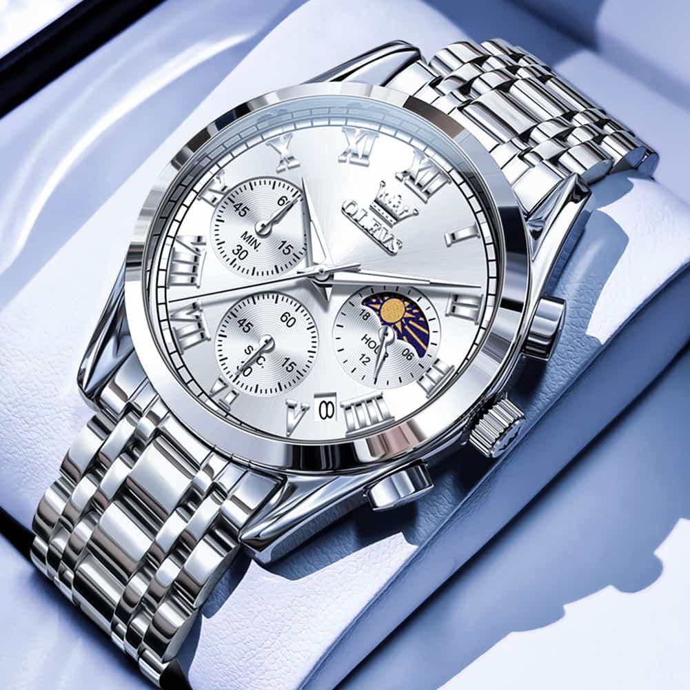 OLEVS 2871 Luxury Moon Phase Chronograph Watch for Men