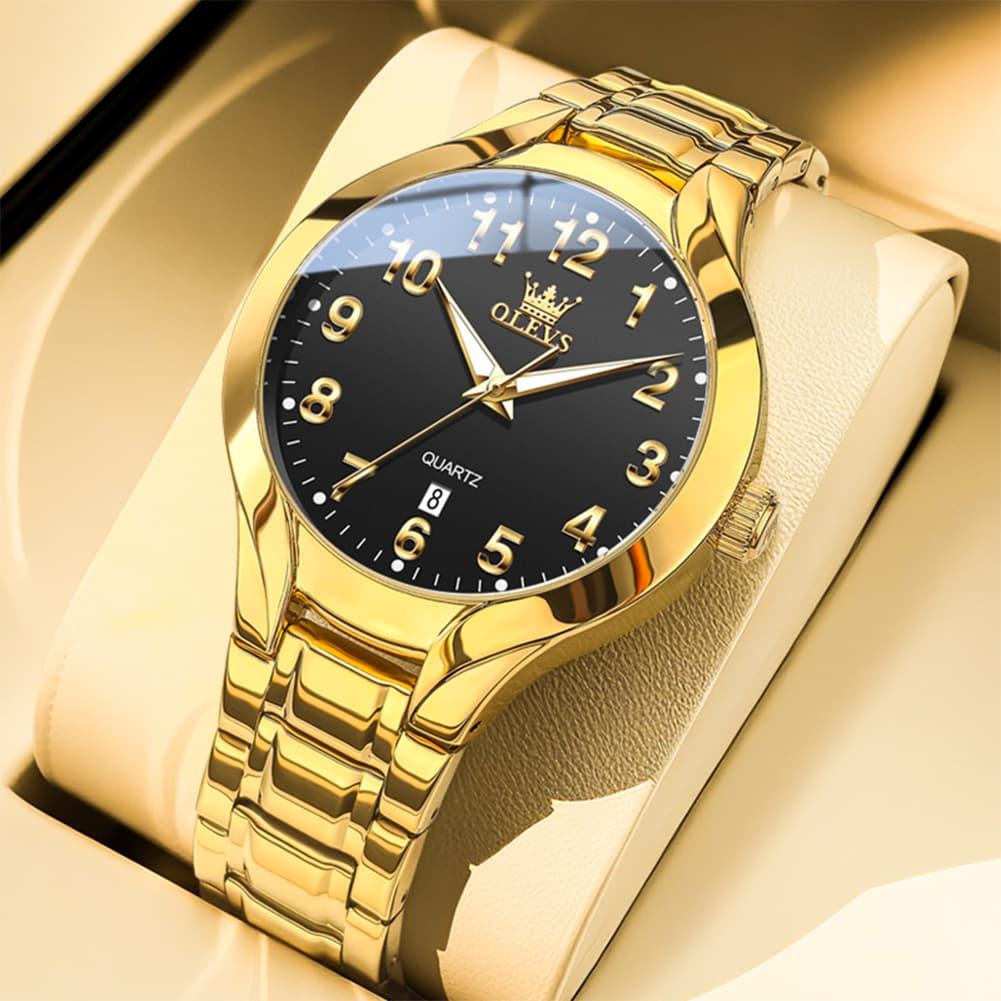 OLEVS 3650 Classic Gold Quartz Watch for Men & Women (His & Hers)