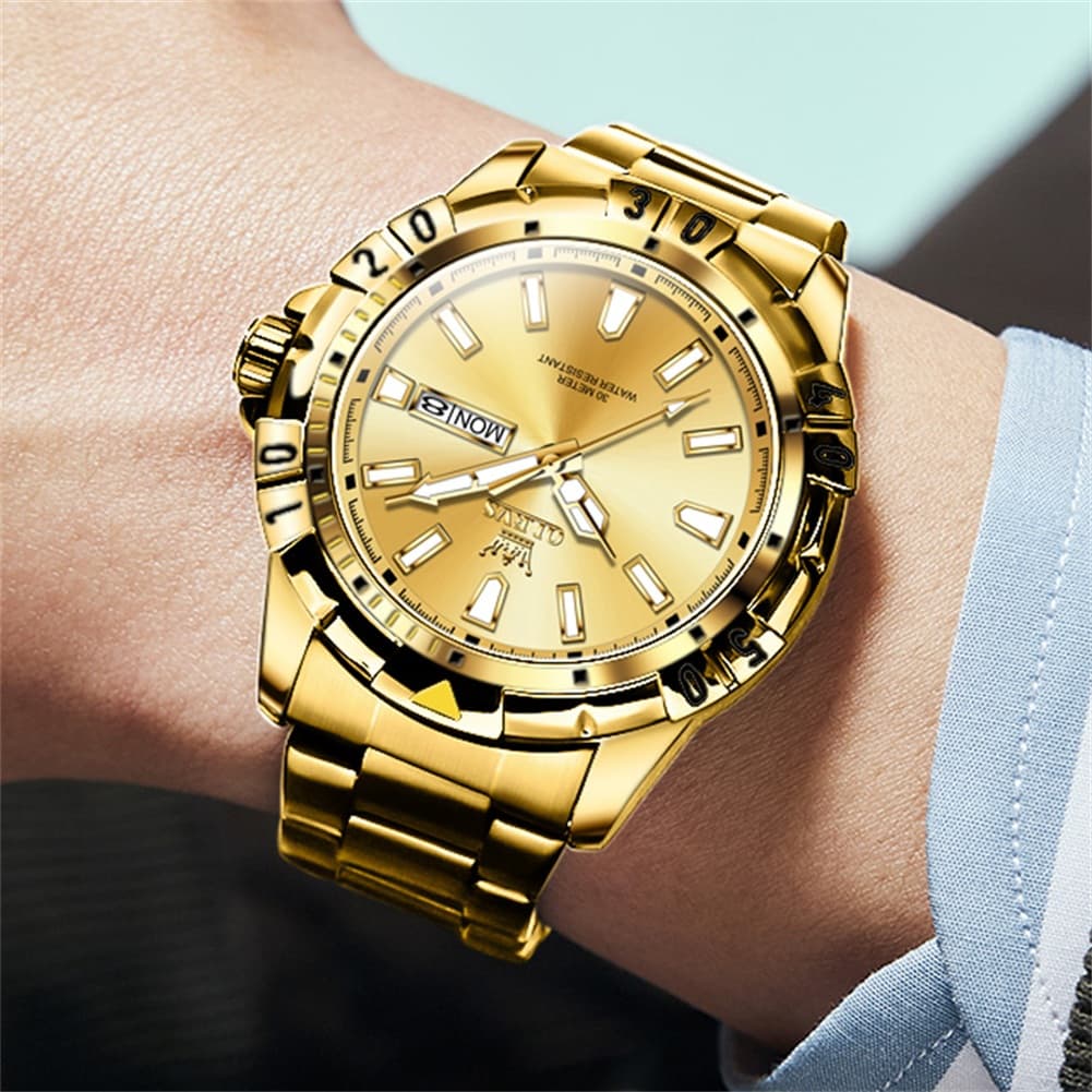 OLEVS Mecha Sport Day Date Watch for Men Stainless Steel 5560
