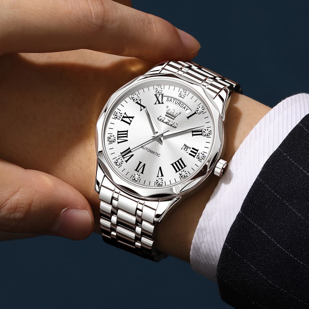 OLEVS 6780 Roman Numerals Day Date Mechanical Watch for Men