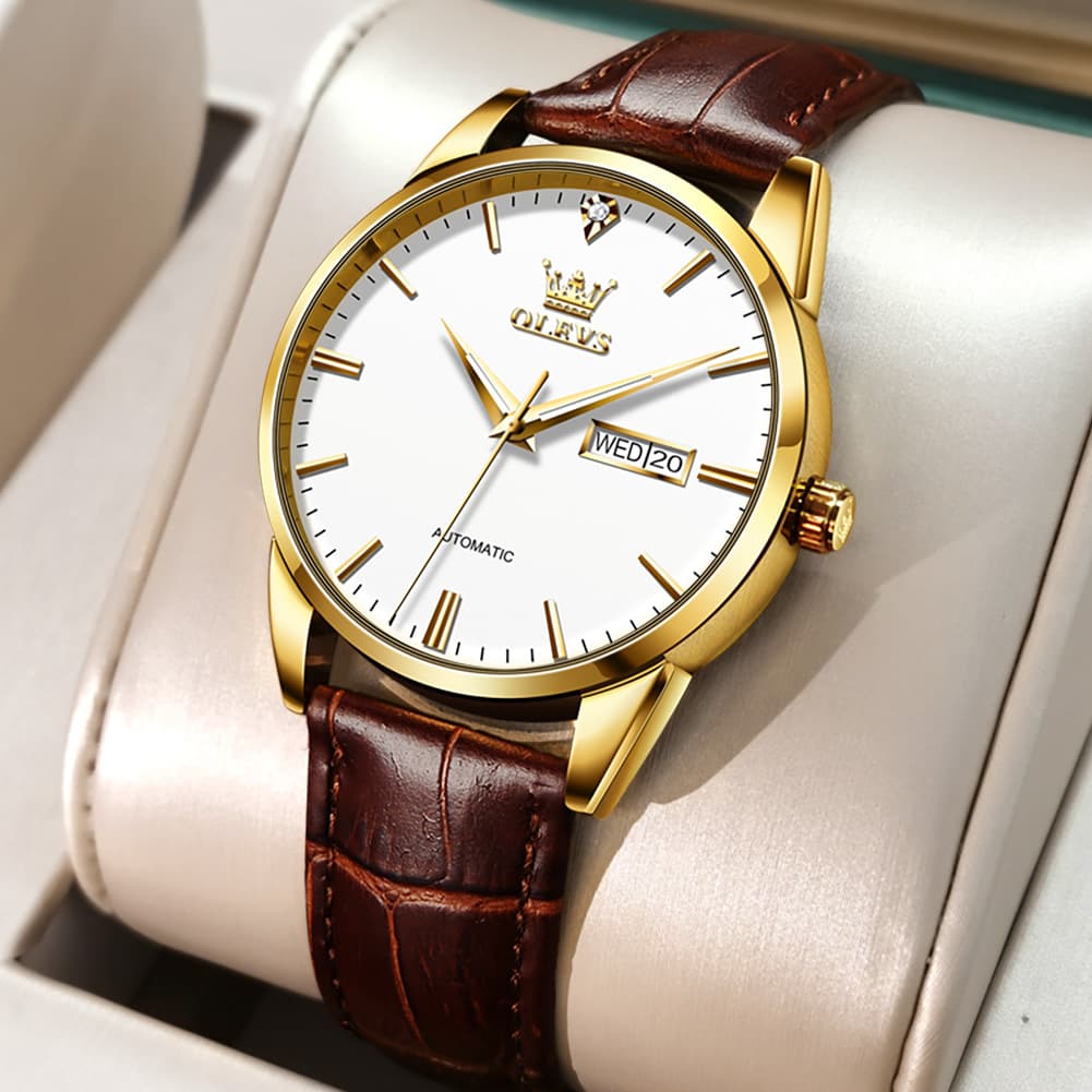 OLEVS 6629 Minimalist Day Date Mechanical Watch for Men