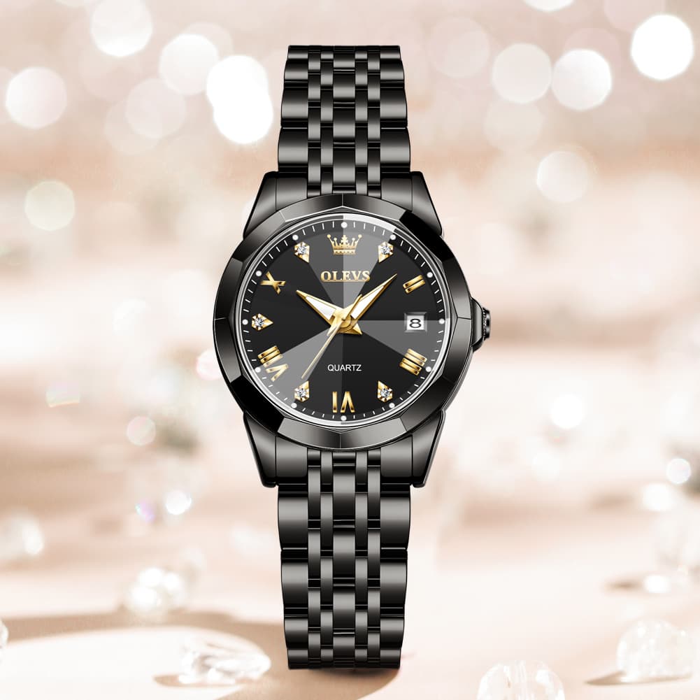 OLEVS 9931 Elegant Diamond Stainless Steel Quartz Watch for Women