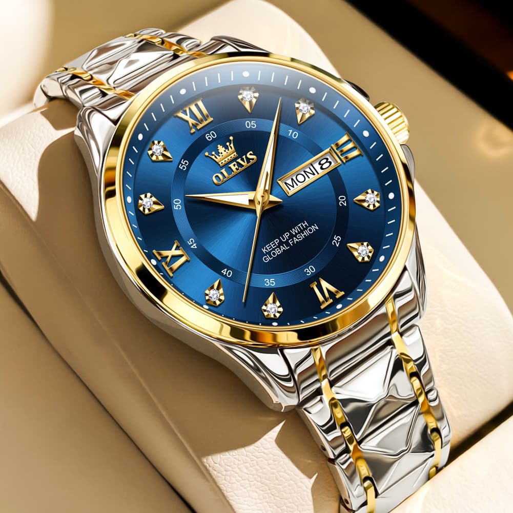 OLEVS 2906 Diamond Day Date Quartz Watch for Men