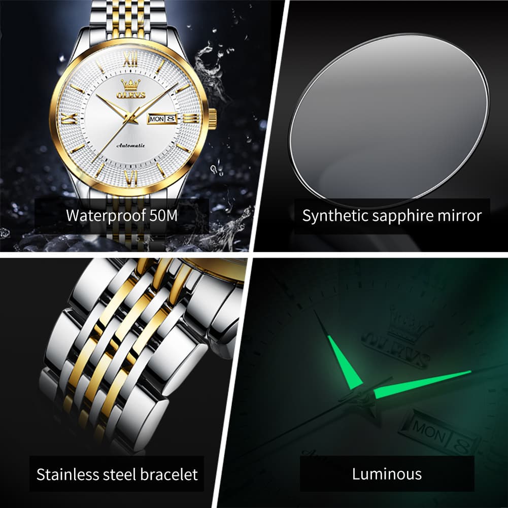 OLEVS 6657 Stainless Steel Automatic Mechanical Watch for Men
