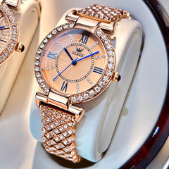 OLEVS 9942 Diamond Set Bracelet Rose Gold Watch for Women