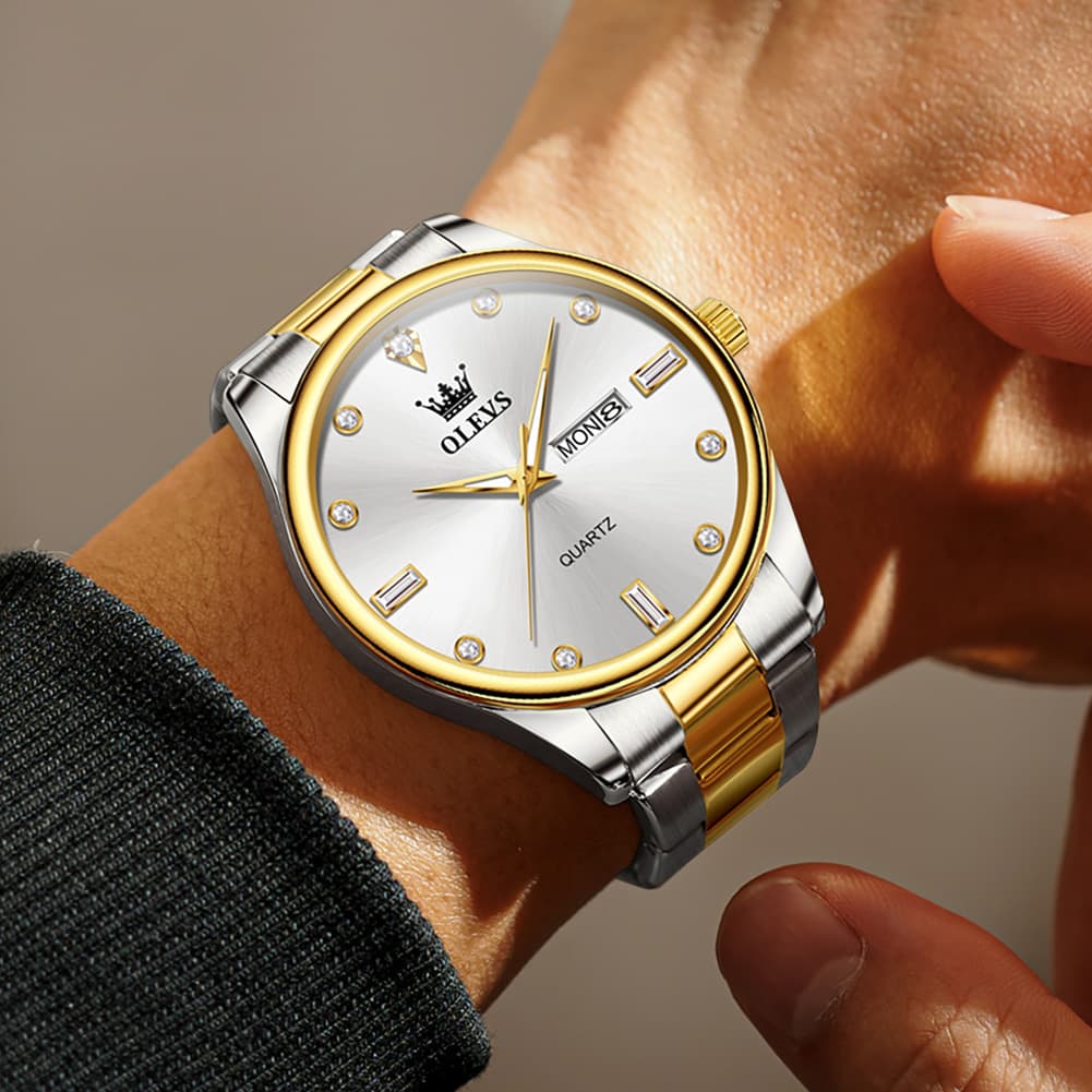 OLEVS 3621 Minimalist Diamond Quartz Watch for Men