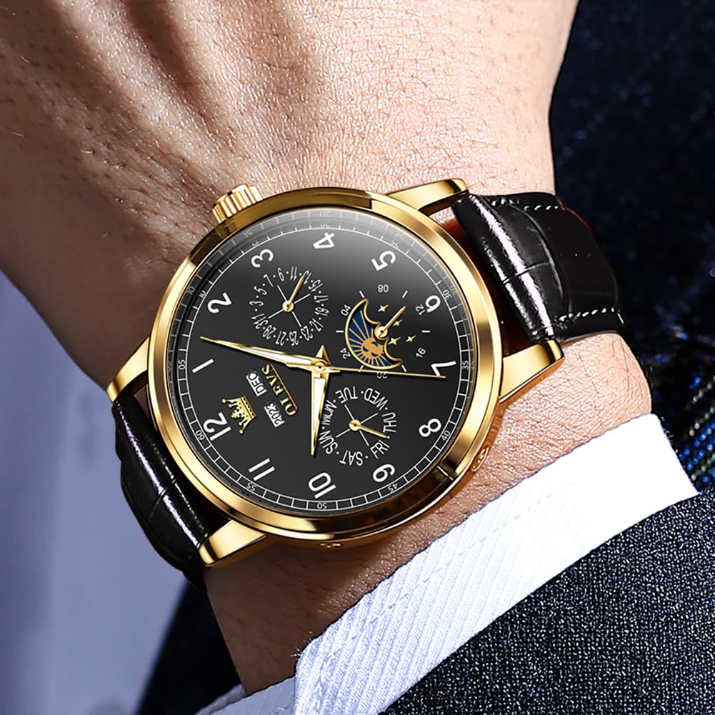 OLEVS 6698 Multifunction Moon Phase Mechanical Watch for Men