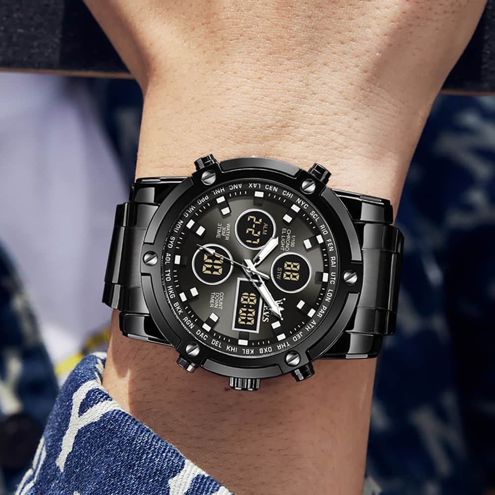 OLEVS 1106 Heavy Duty Dual Display Chronograph Watch for Men