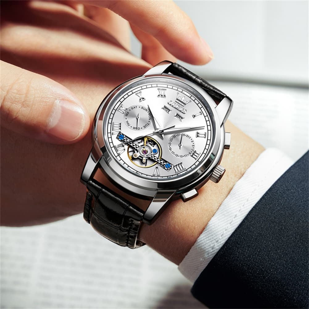 OLEVS 6607 Automatic Mechanical Tourbillon Design Watch for Men