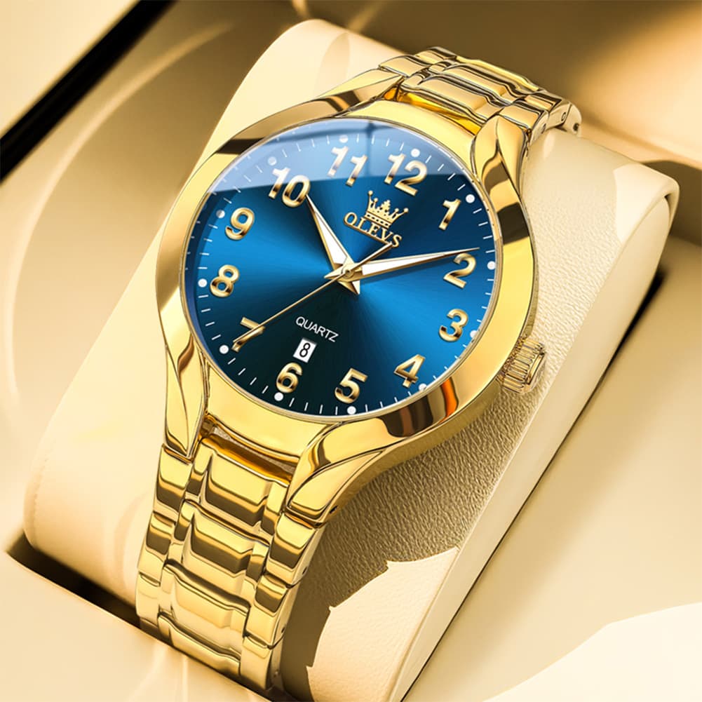 OLEVS 3650 Classic Gold Quartz Watch for Men & Women (His & Hers)