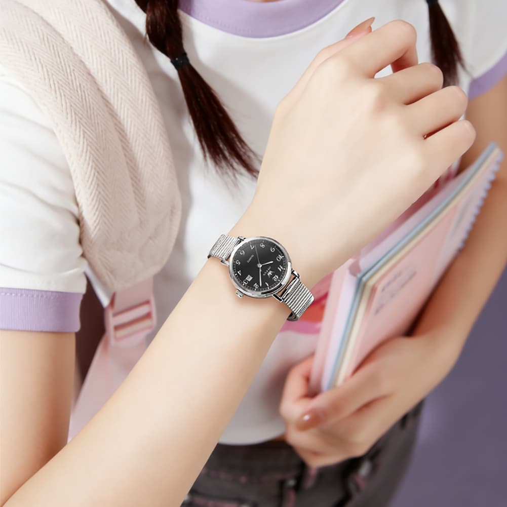 OLEVS Petite Minimalist Mesh Watch with Date 7130 for Women
