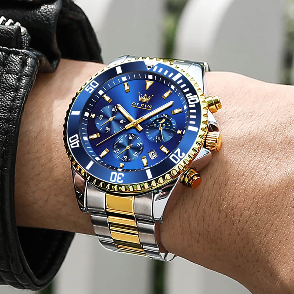 OLEVS 2870 Luxury Moon Phase Dive Chronograph Watch for Men