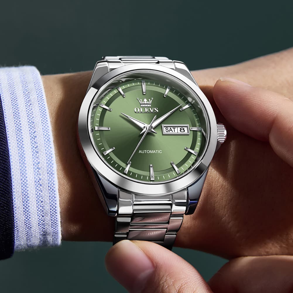 OLEVS 7090 Classic Dual Calendar Automatic Watch For Men