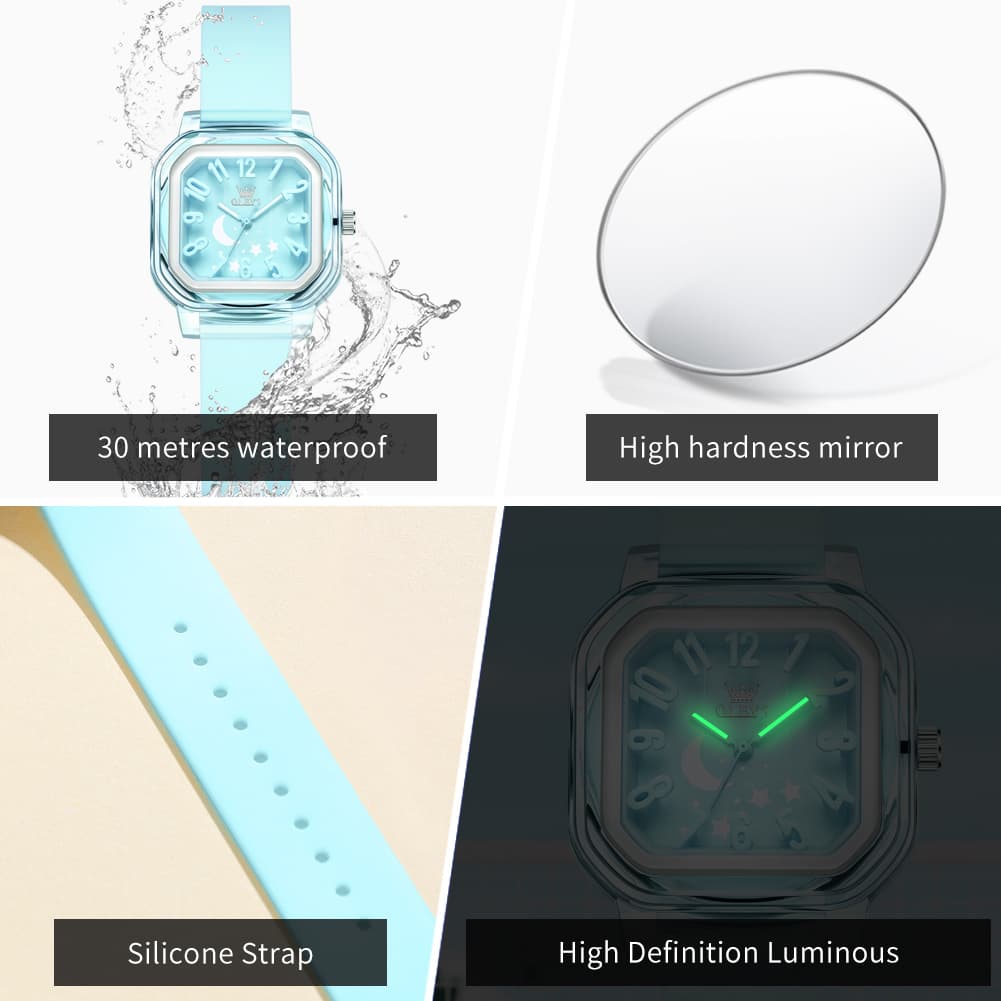 OLEVS 3711 Dreamy Moon Star Transparent Silicone Womens Student Watch