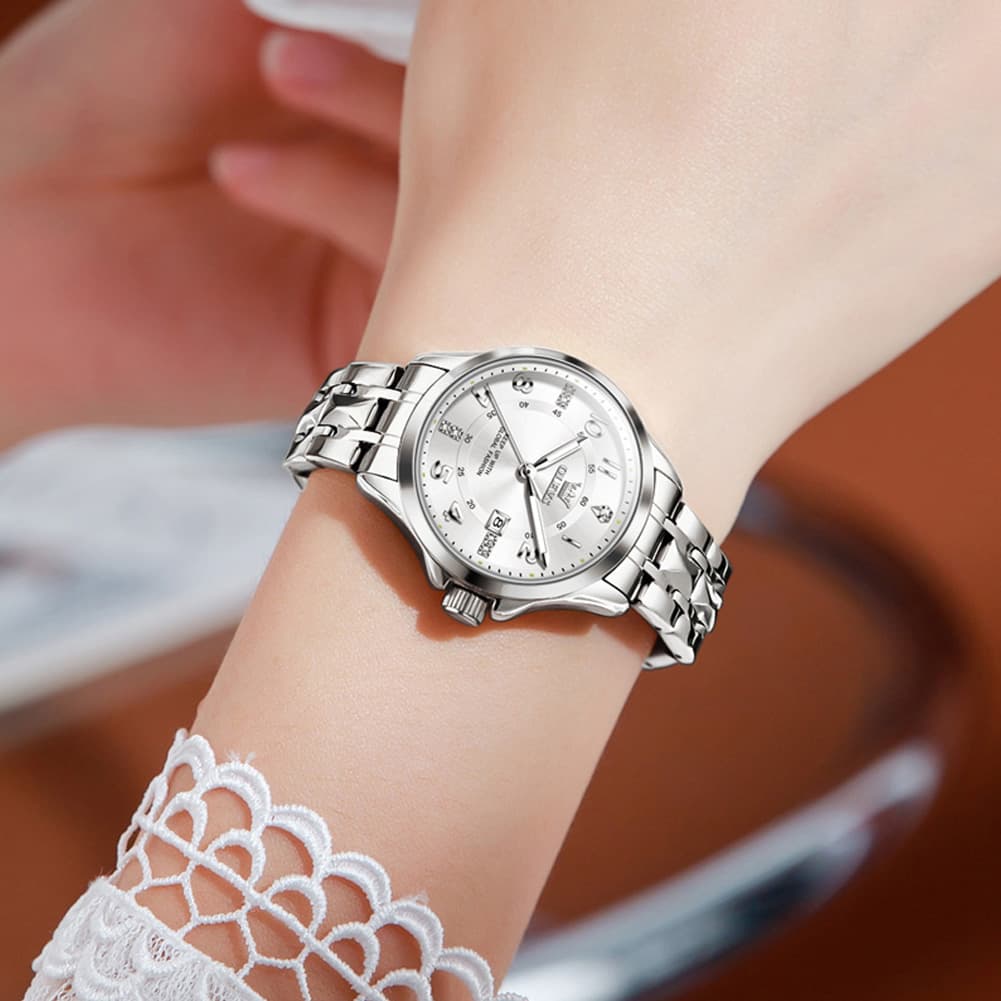 OLEVS 2910 Diamond Day Date Couples Watch Set Men Women