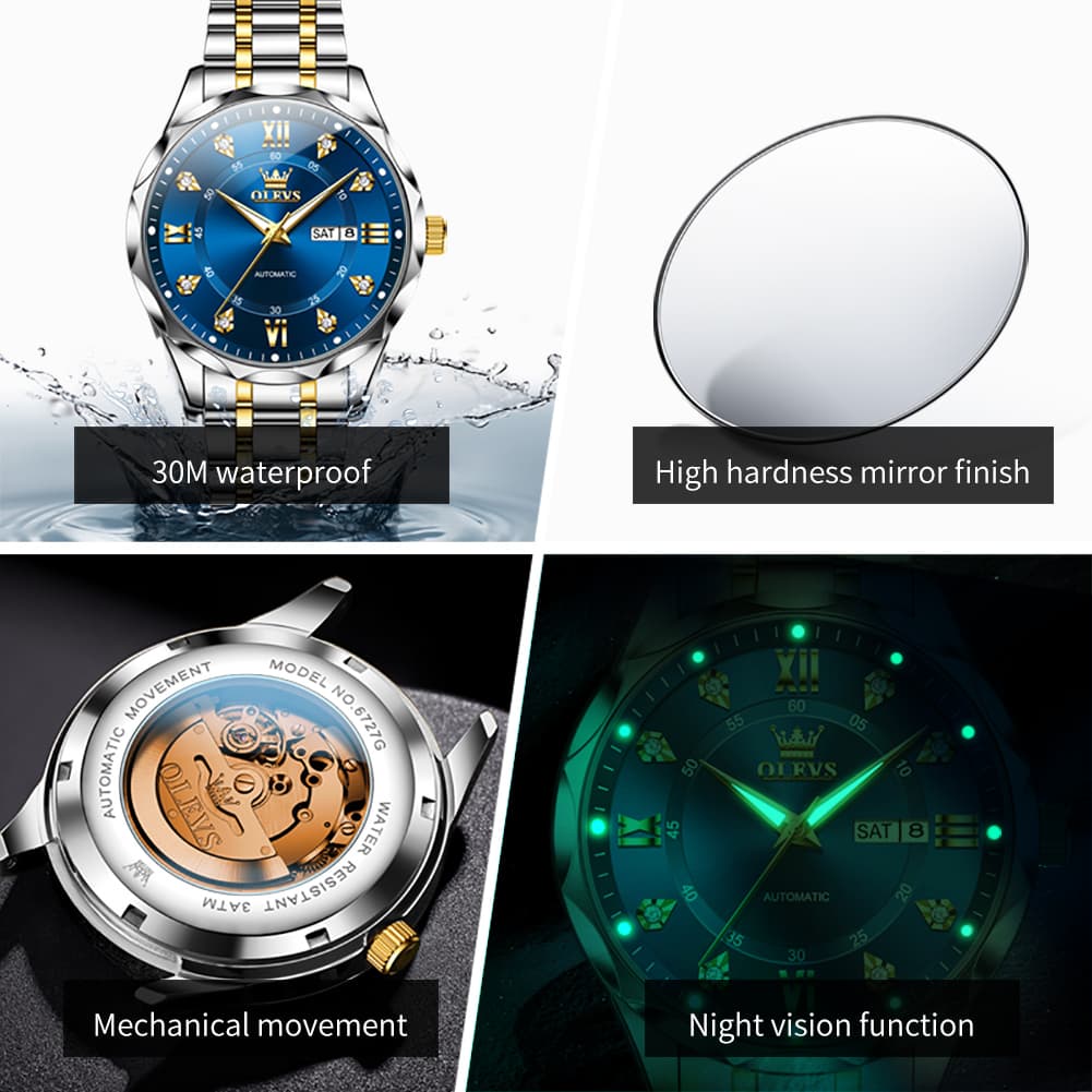 OLEVS 6727 Automatic Mechanical Diamond Watch For Men