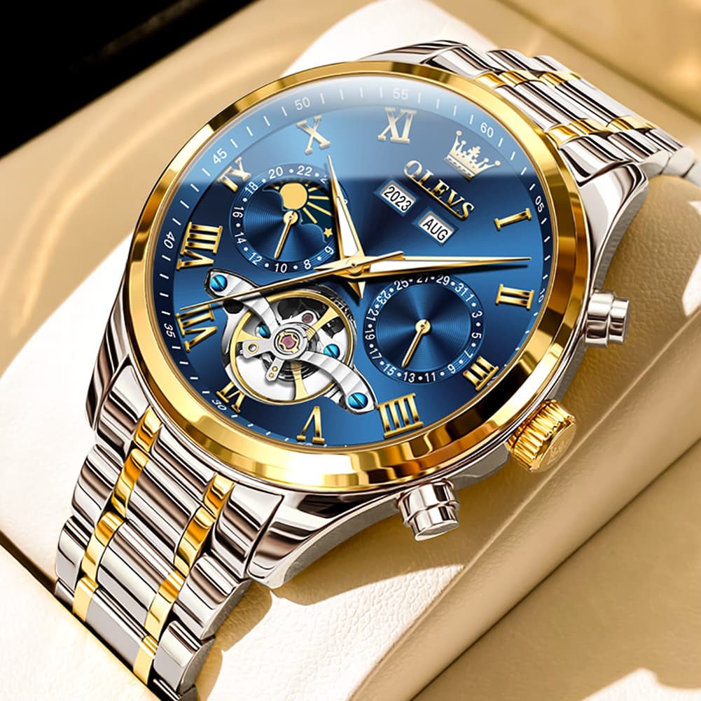 OLEVS 7005 Multi Function Skeleton Mechanical Watch for Men