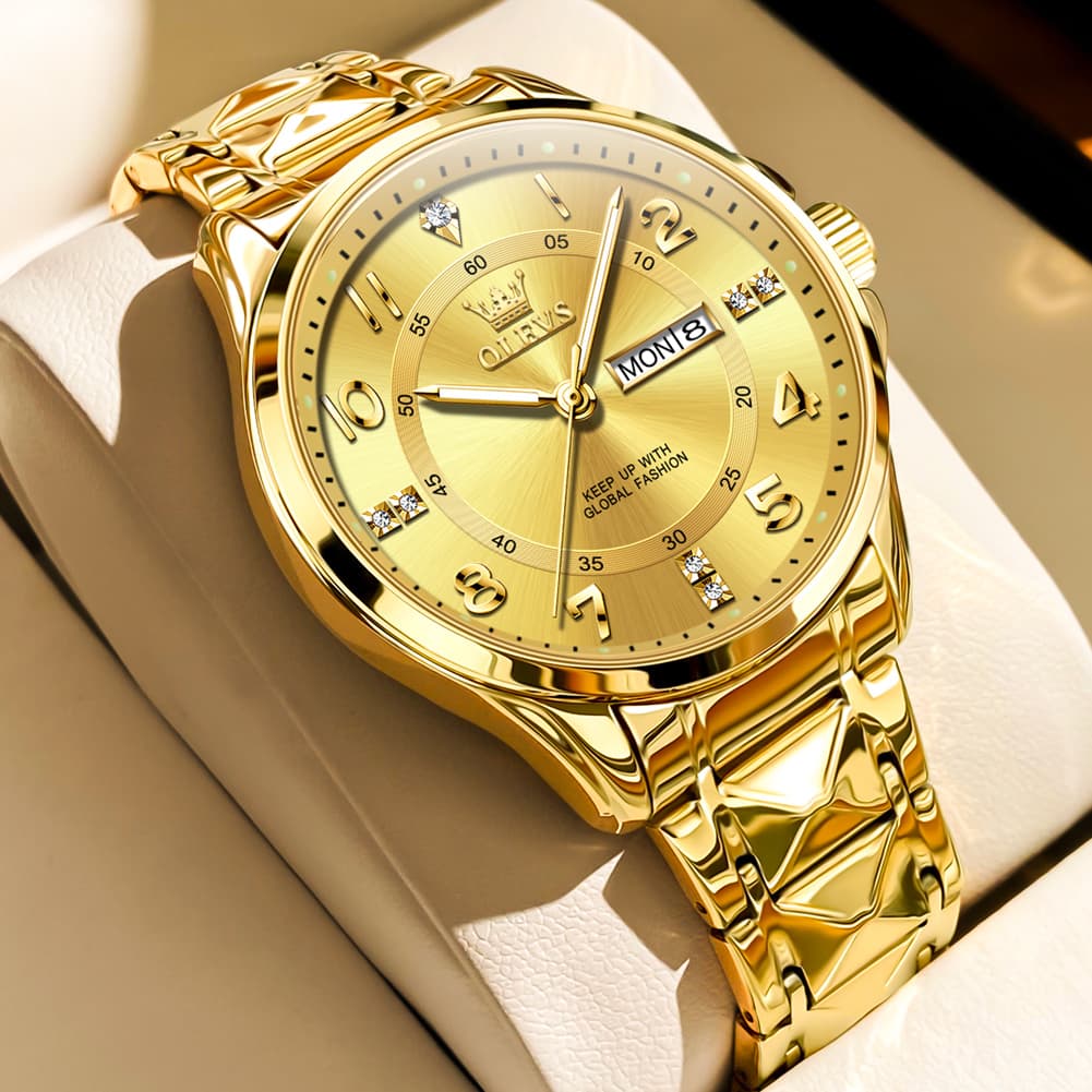 OLEVS 2910 Diamond Day Date Quartz Watch for Men