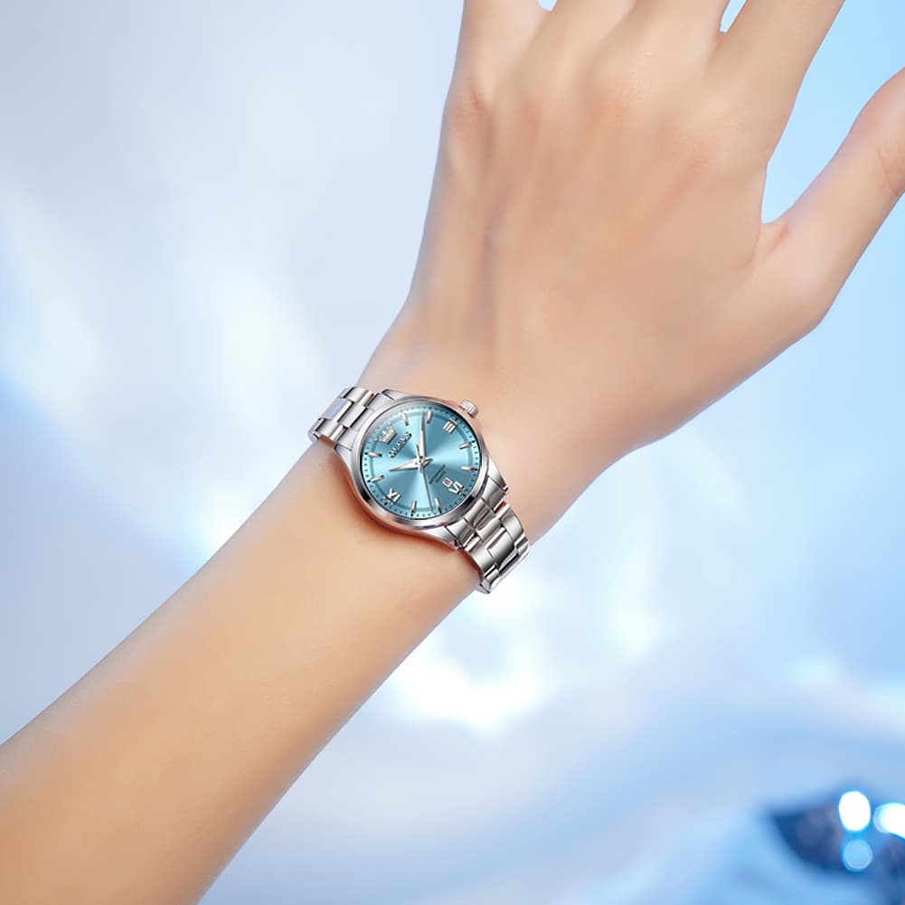 OLEVS 3668 Quartz Pastel Stainless Steel Watch For Women