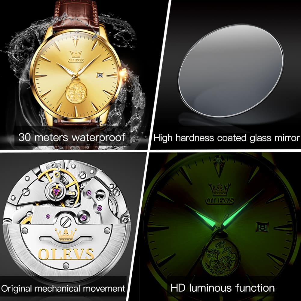 OLEVS 6665 Stainless Steel Pi Xiu Lucky Mechanical Watch for Men