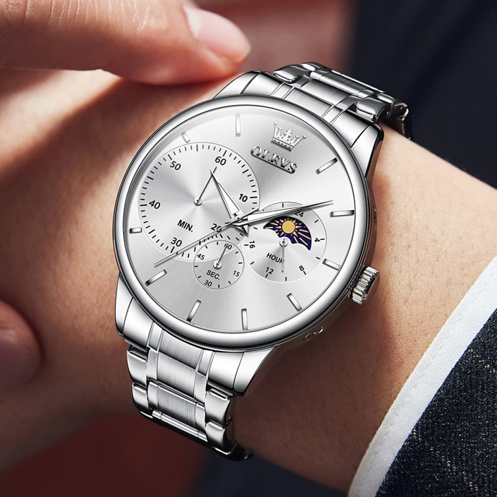 OLEVS 2936 Chronograph Moon Phase Quartz Watch for Men