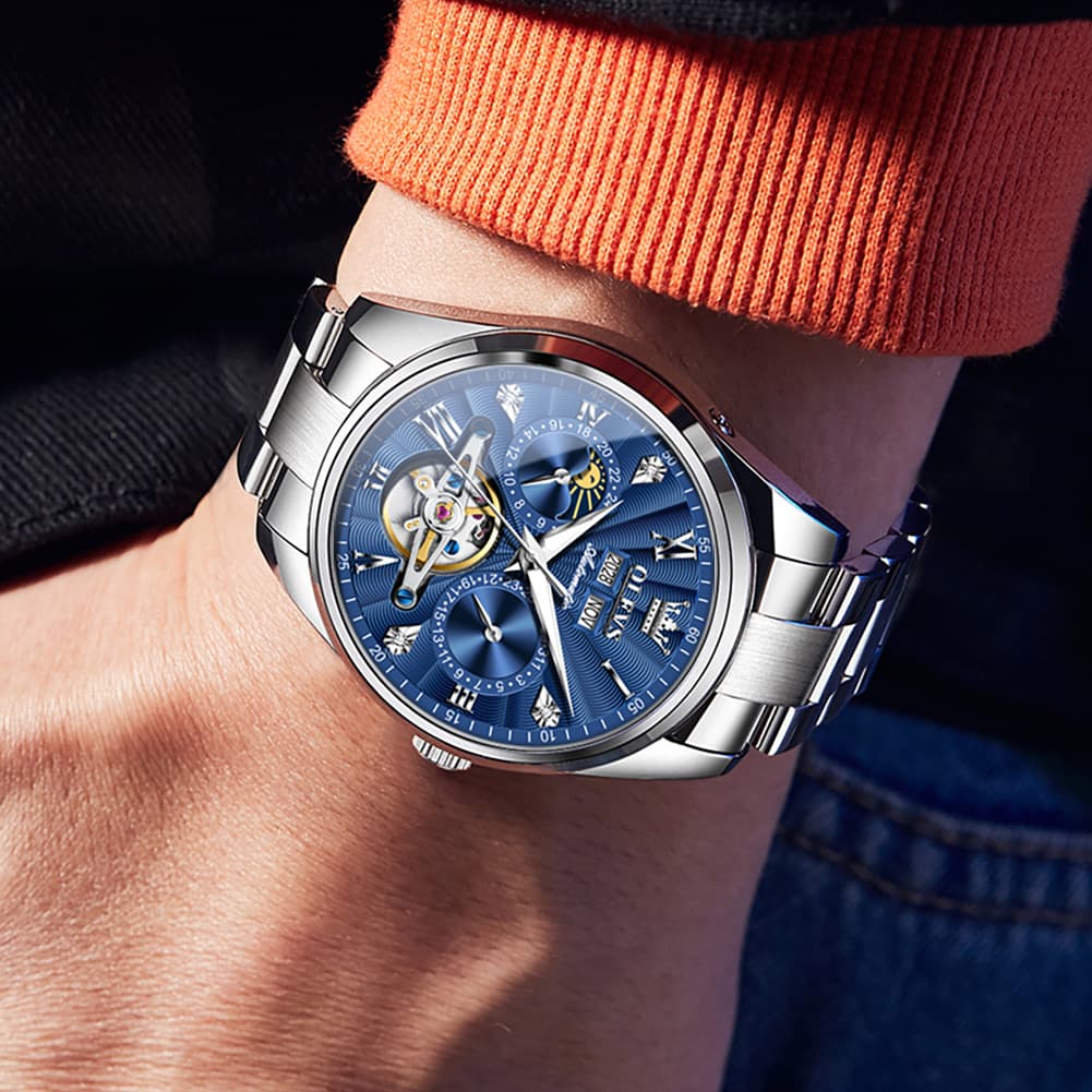 OLEVS 7028 Open Heart Moon Phase Automatic Watch for Men