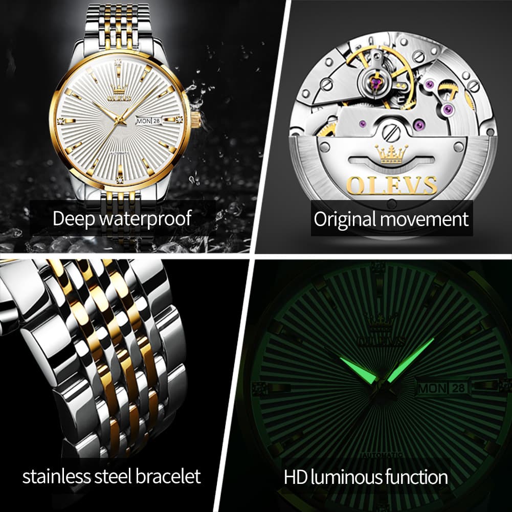 OLEVS 6653 Stainless Steel Automatic Mechanical Watch for Men