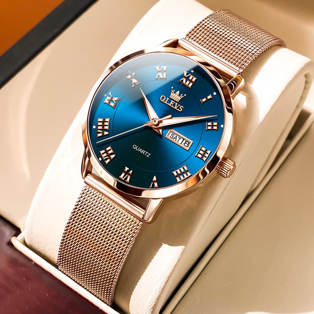 OLEVS 2920 Day Date Quartz Couples Watch Set Men Women